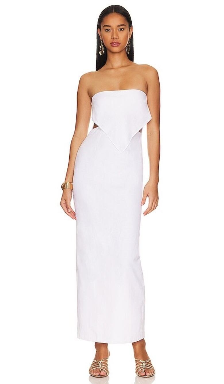 RUMER Roam Bandana Maxi Dress In White Oarty Cocktail Elegant Size M NWT